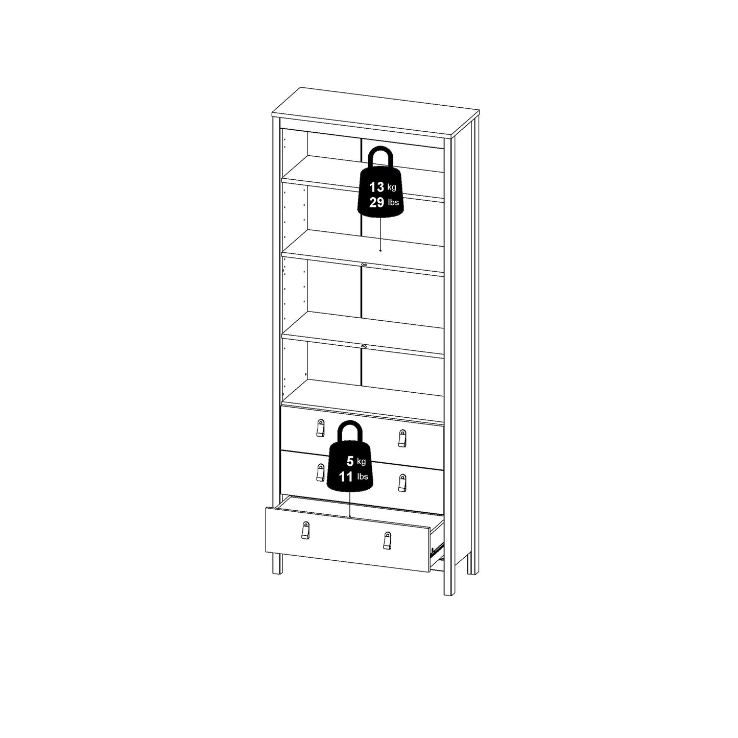 Barcelona China Cabinet 2 Glass Doors with 3 Drawers