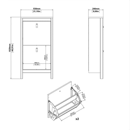 Barcelona Shoe Cabinet 2 Flip Down Doors