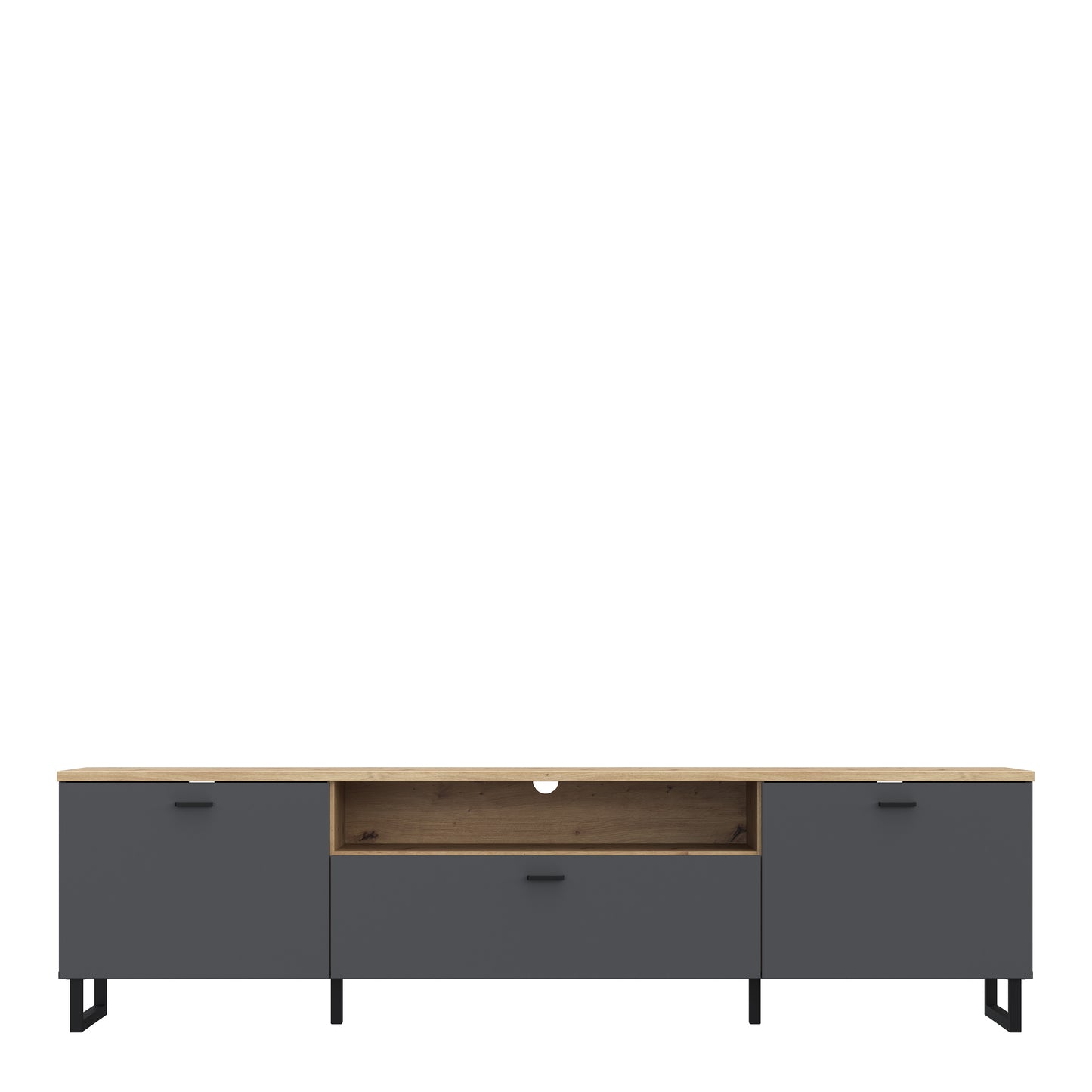 Klara TV Unit with 2 Drawers 1 Flip Door in Grey and Oak