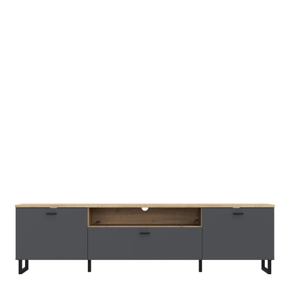 Klara TV Unit with 2 Drawers 1 Flip Door in Grey and Oak