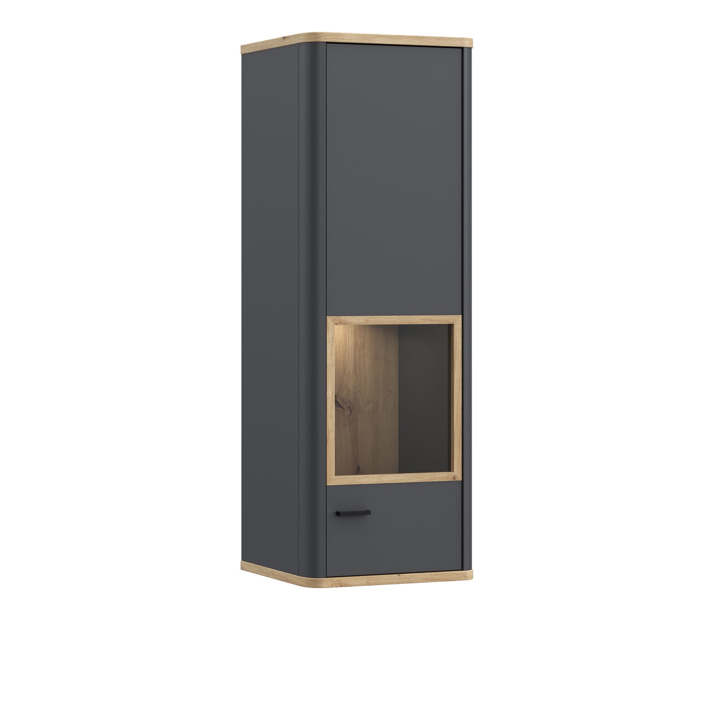 Klara Display Cabinet with 1 Glass Door in Grey and Oak