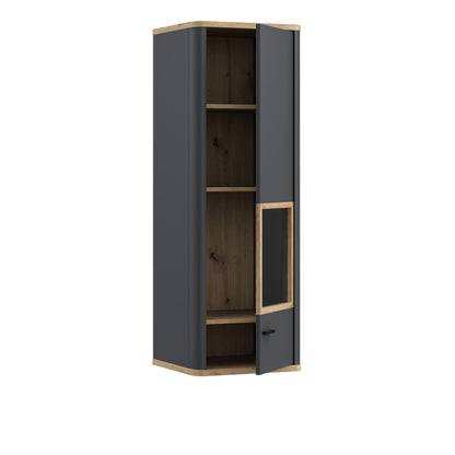 Klara Display Cabinet with 1 Glass Door in Grey and Oak inc LED Lighting