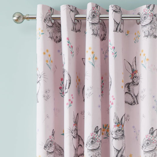 Catherine Lansfield Bunny Tails Ditsy Flowers Fully Reversible Eyelet Curtains Two Panels