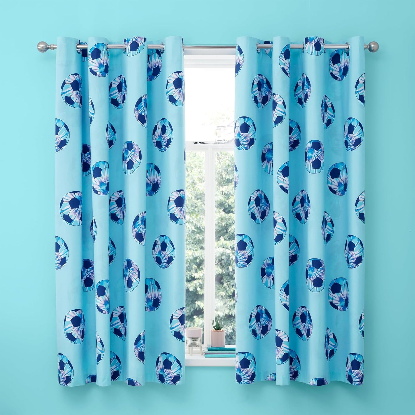 Catherine Lansfield Tie Dye Football Reversible Curtains Two Panels