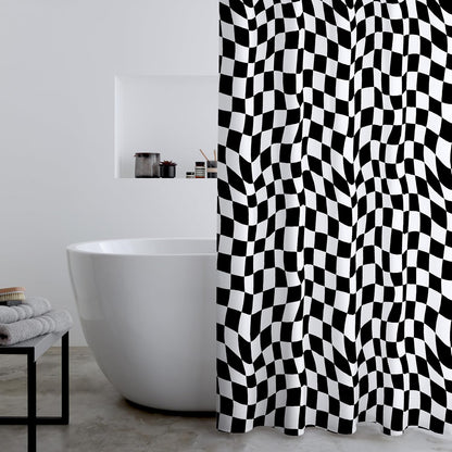 Catherine Lansfield Checkerboard Shower Curtain Panel