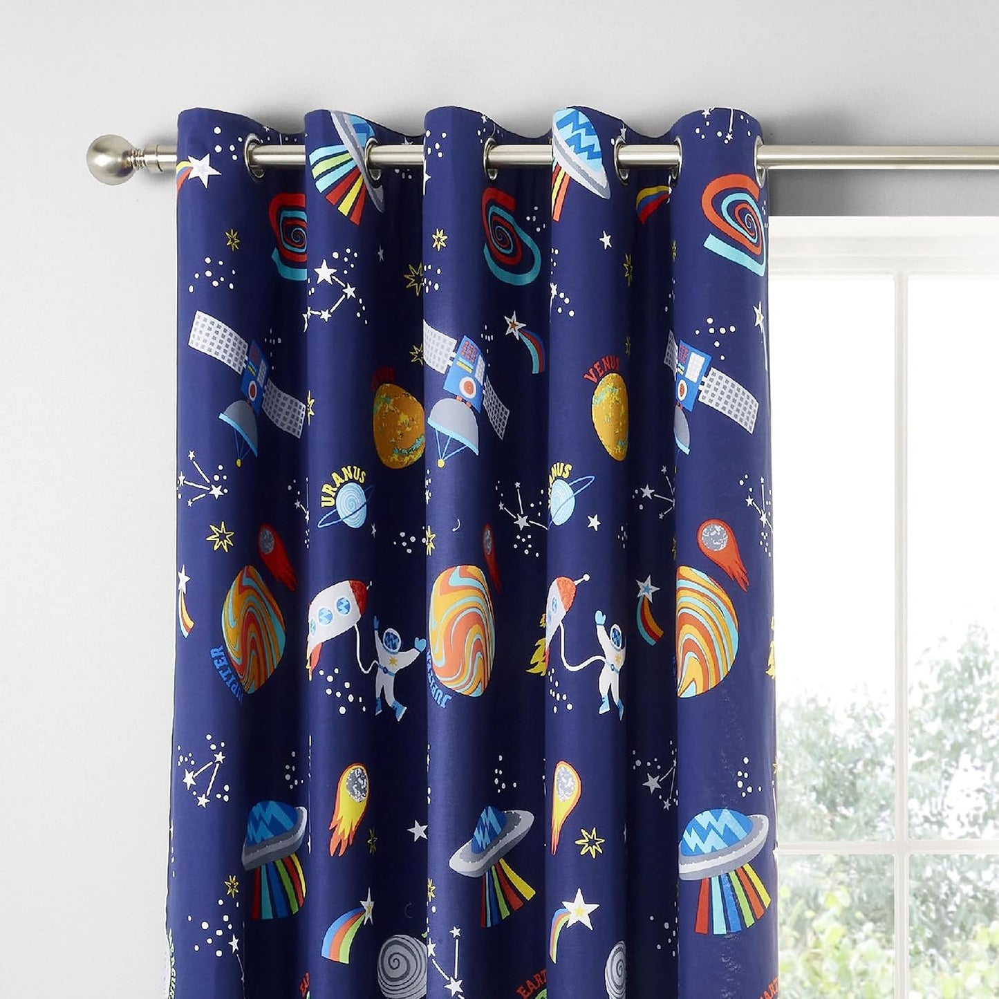 Catherine Lansfield Lost In Space Fully Reversible Two Curtain Panels