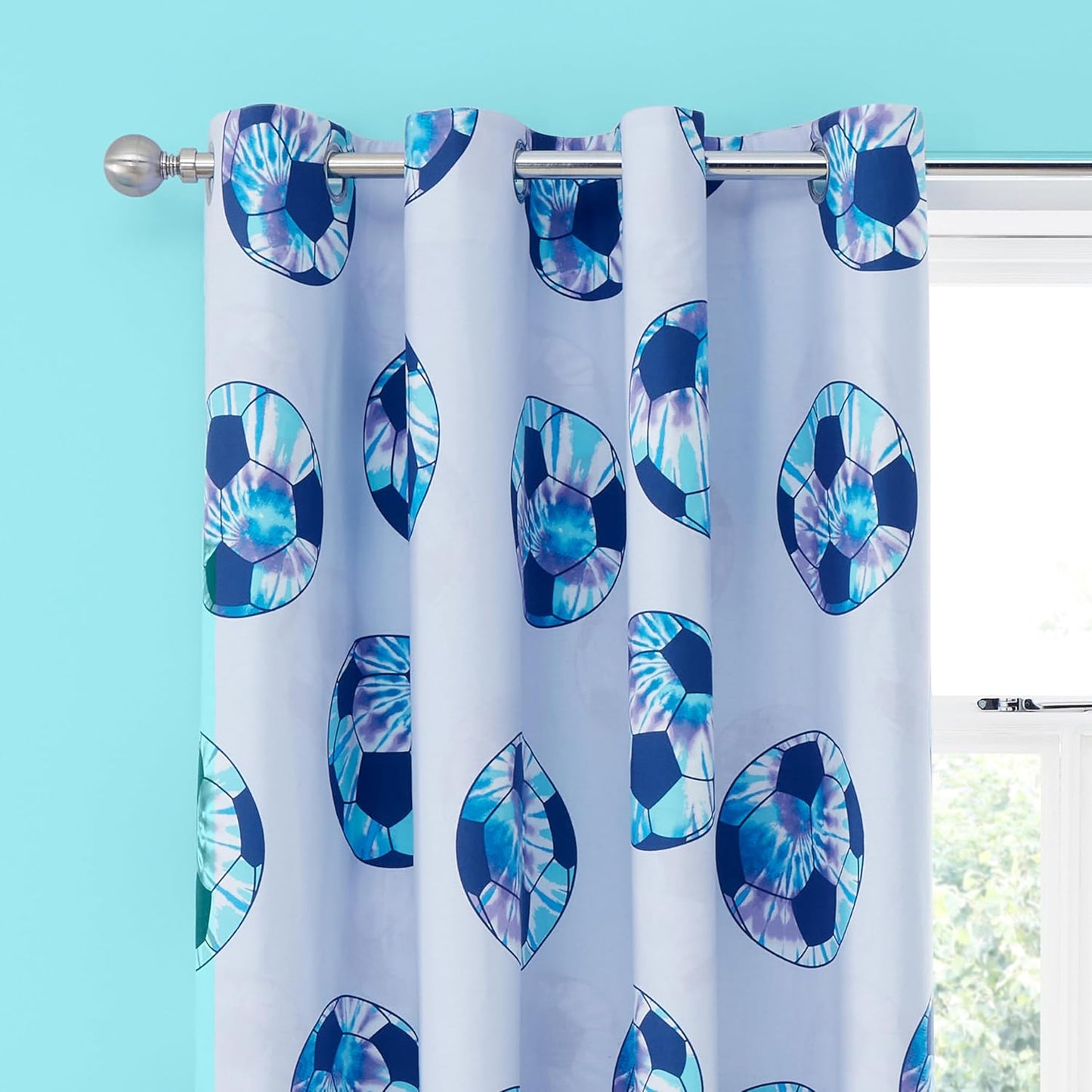 Catherine Lansfield Tie Dye Football Reversible Curtains Two Panels