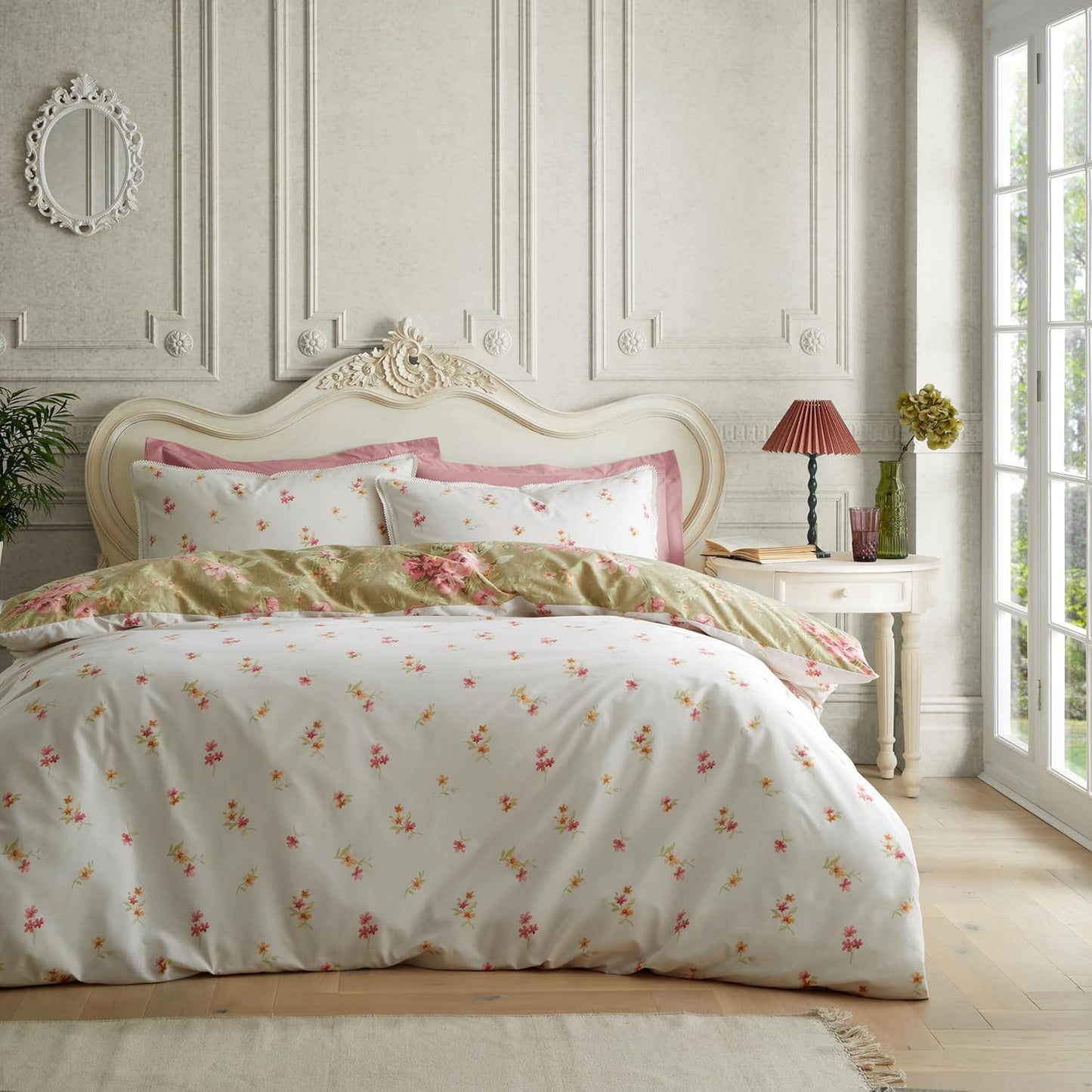 Bridgerton By Catherine Lansfield Penelope Floral Reversible  Duvet Cover Set with Pillowcases