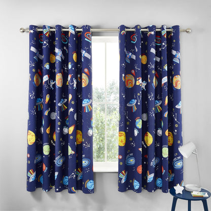 Catherine Lansfield Lost In Space Fully Reversible Two Curtain Panels