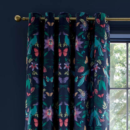 Catherine Lansfield Mya Tropical Birds Eyelet Curtains Two Panels