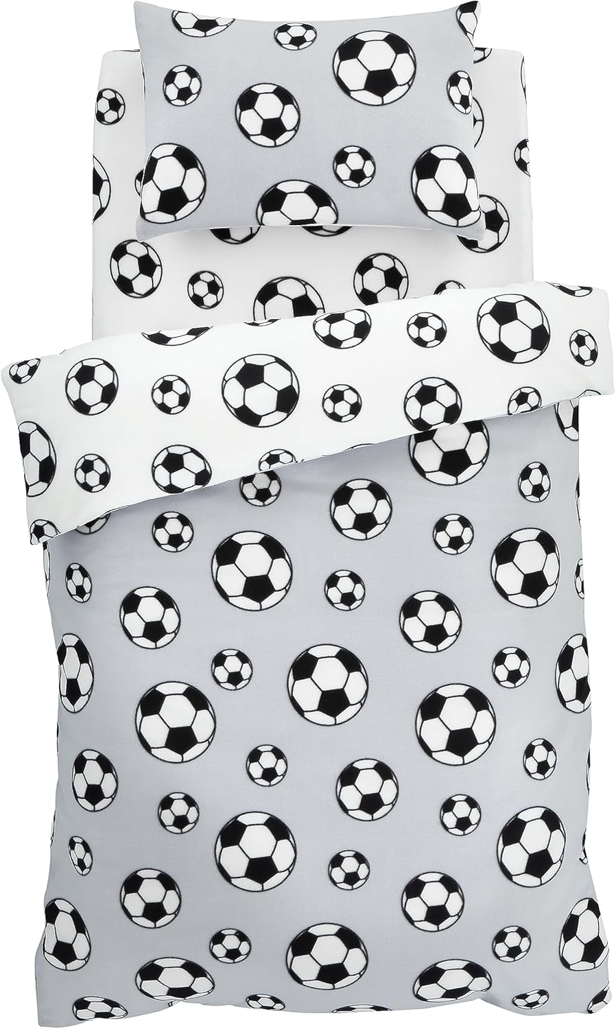 Catherine Lansfield Football Fleece Reversible Duvet Cover Set with Pillowcases