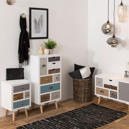 Thais White Shabby Chic Multi Coloured Chest