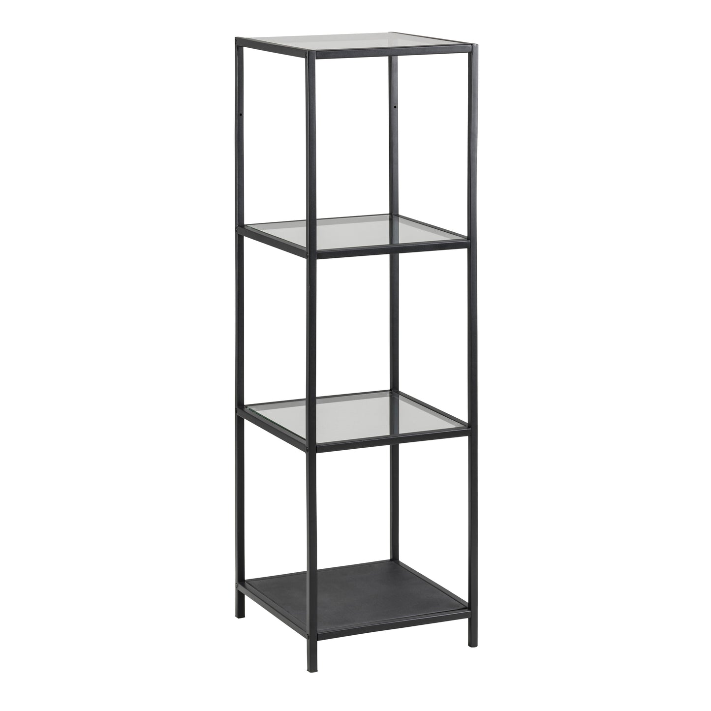 Seaford Narrow Black Metal Bookcase with 3 Shelves