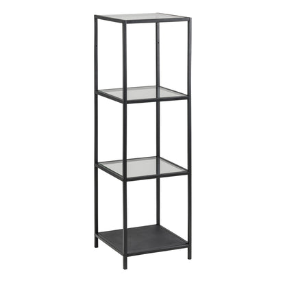 Seaford Narrow Black Metal Bookcase with 3 Shelves