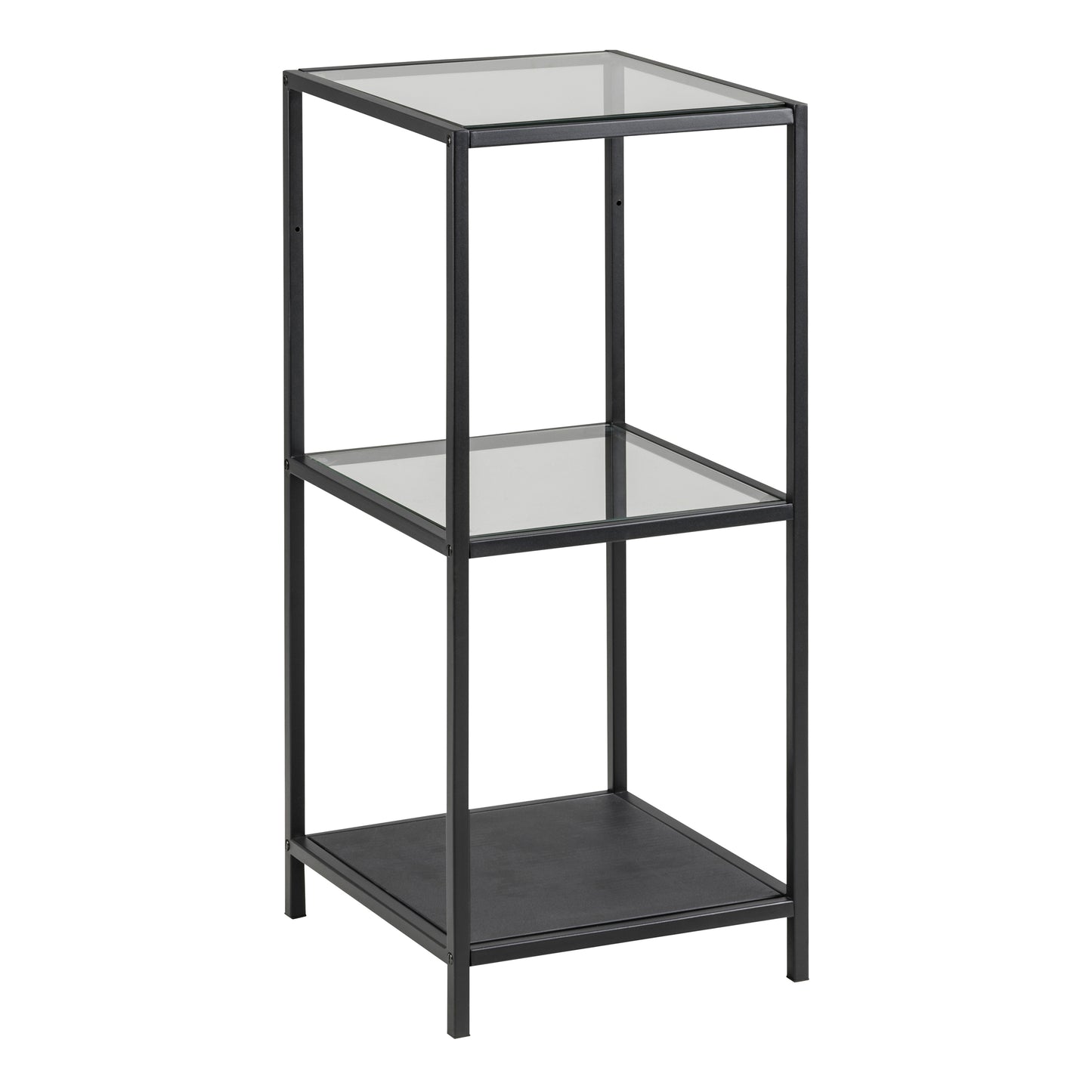 Seaford Narrow Black Metal Bookcase with 2 Shelves