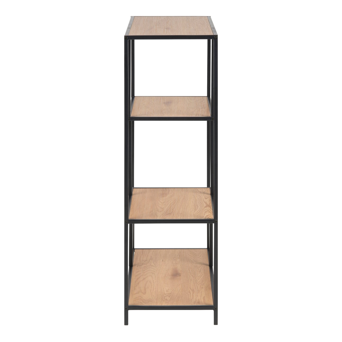 Seaford Black Metal Asymmetrical Bookcase with 3 Shelves