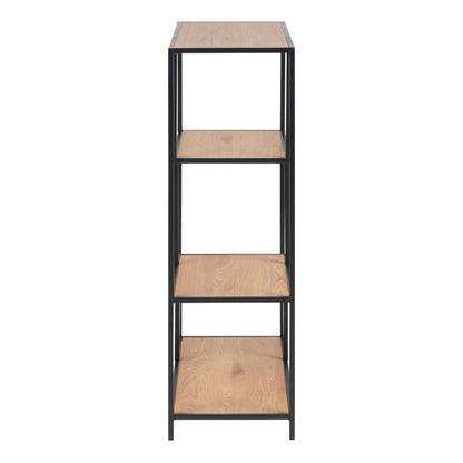Seaford Black Metal Asymmetrical Bookcase with 3 Shelves