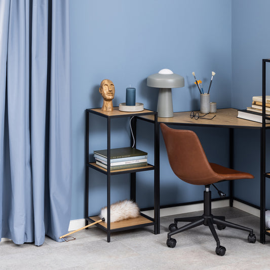 Seaford Narrow Black Metal Bookcase with 2 Shelves