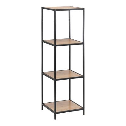 Seaford Narrow Black Metal Bookcase with 3 Shelves