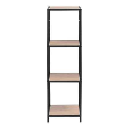 Seaford Narrow Black Metal Bookcase with 3 Shelves