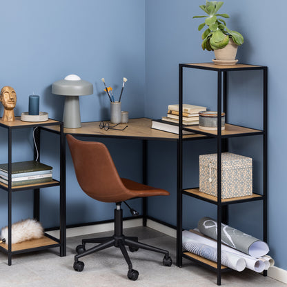Seaford Narrow Black Metal Bookcase with 3 Shelves