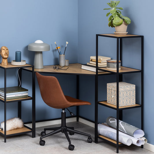 Seaford Narrow Black Metal Bookcase with 3 Shelves