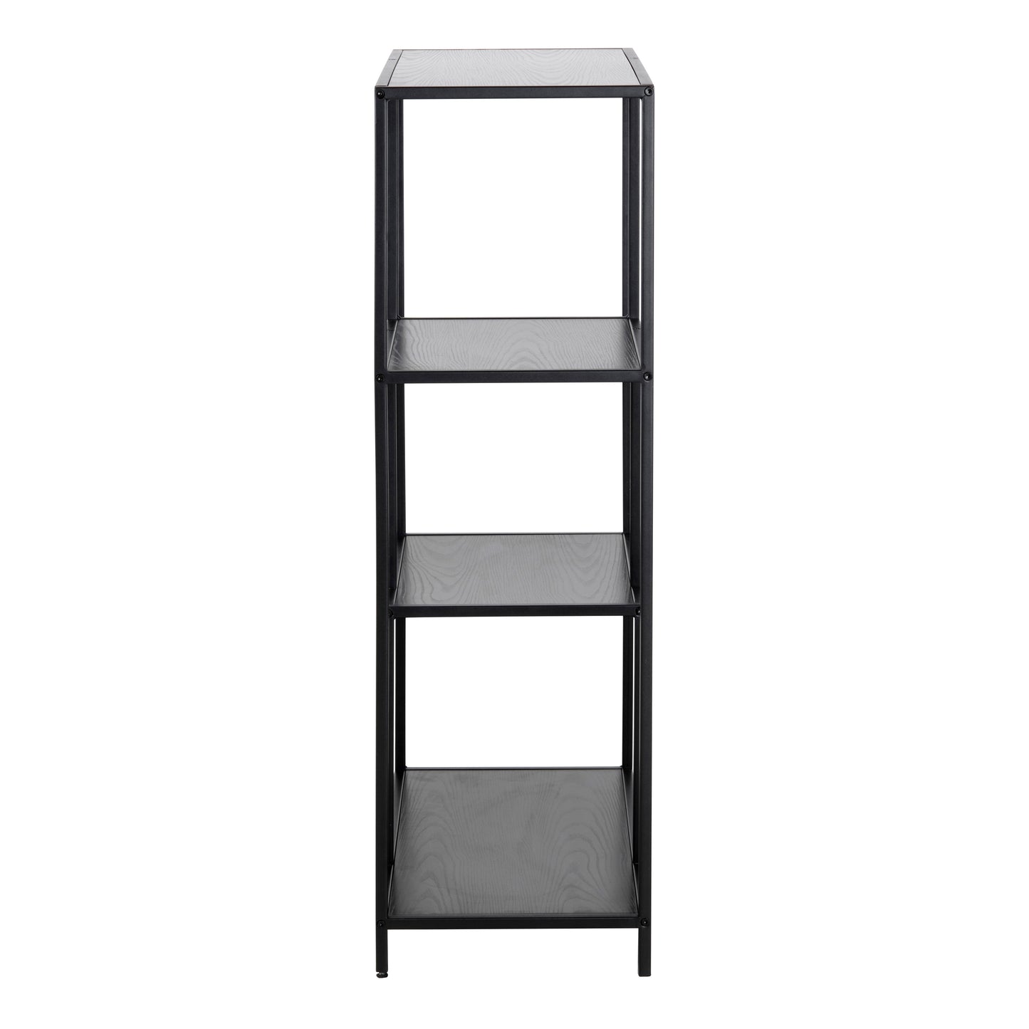 Seaford Black Metal Asymmetrical Bookcase with 3 Shelves