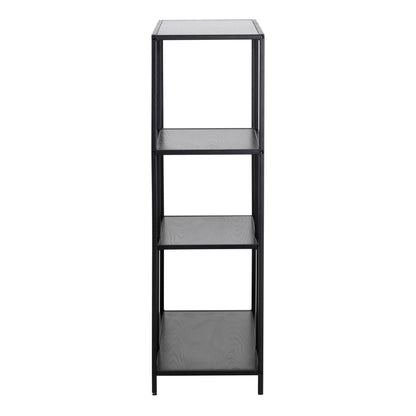 Seaford Black Metal Asymmetrical Bookcase with 3 Shelves