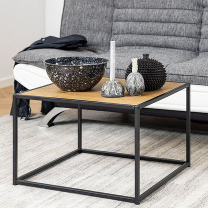 Seaford Black Metal Coffee Table Set with Glass Top
