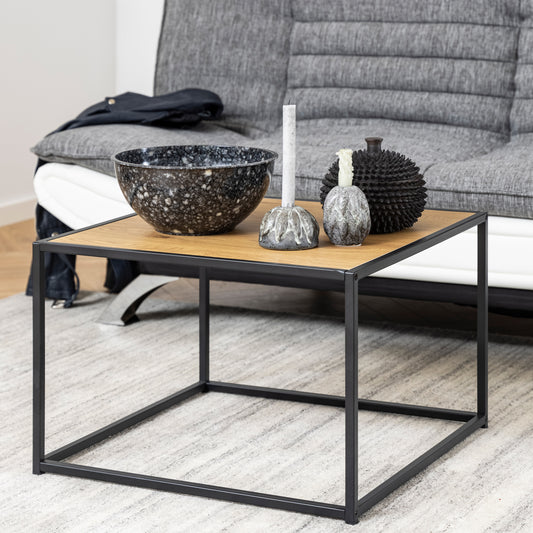 Seaford Black Metal Coffee Table Set with Glass Top