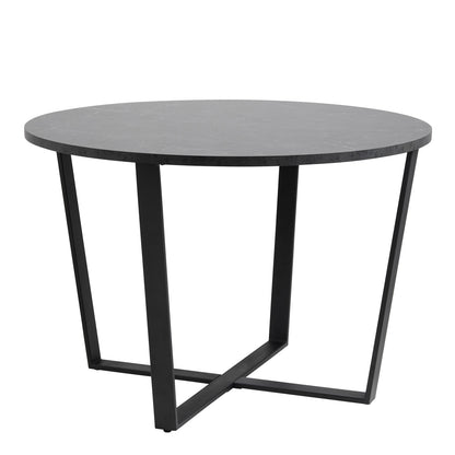 Amble Round Dining Table with Brown Marble Melamine Top & Black Legs