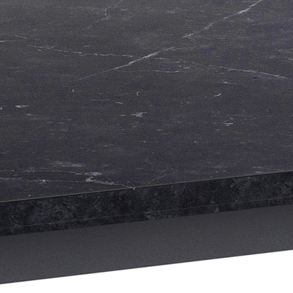 Amble Dining Table with Black Marble Melamine Top & Black Legs