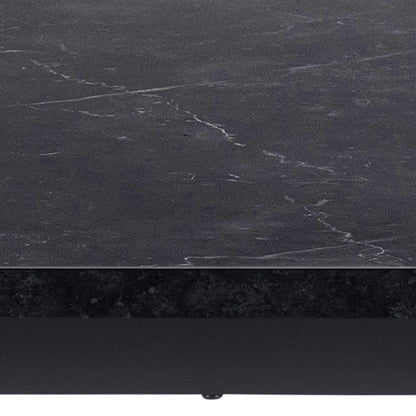 Amble Dining Table with Black Marble Melamine Top & Black Legs