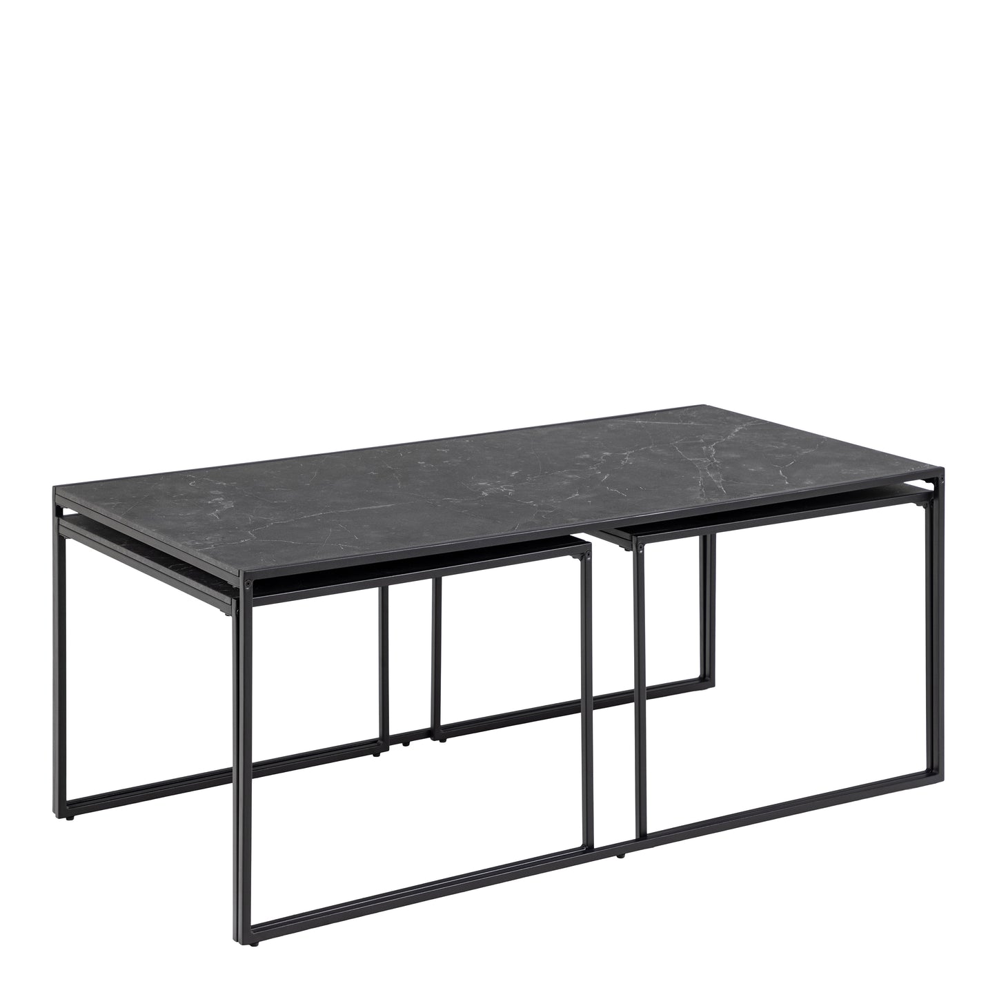 Infinity Square/Coffee Table Setin Matt Black Set of 4