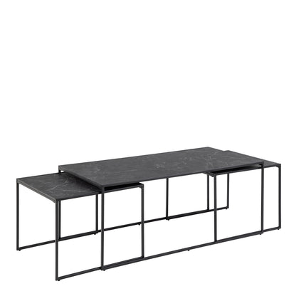 Infinity Square/Coffee Table Setin Matt Black Set of 4