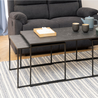Infinity Square/Coffee Table Setin Matt Black Set of 4