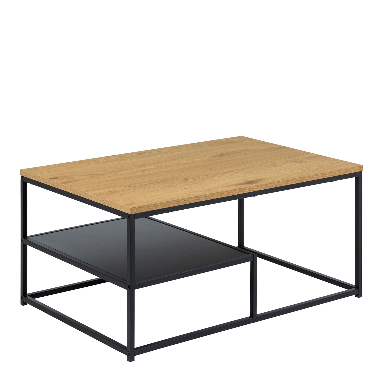 Gila Square Coffee Table with Open Shelf in Oak & Black