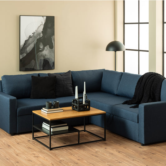 Gila Square Coffee Table with Open Shelf in Oak & Black