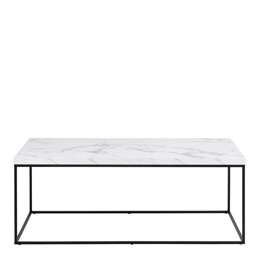 Barossa Coffee Table with White Marble Carrara Top & Black Steel Base