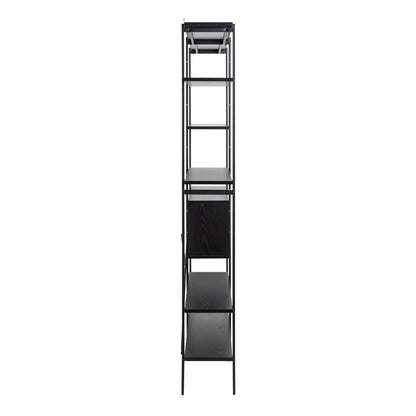 Angus Bookcase with 1 Sliding Door & 5 Shelves in Black