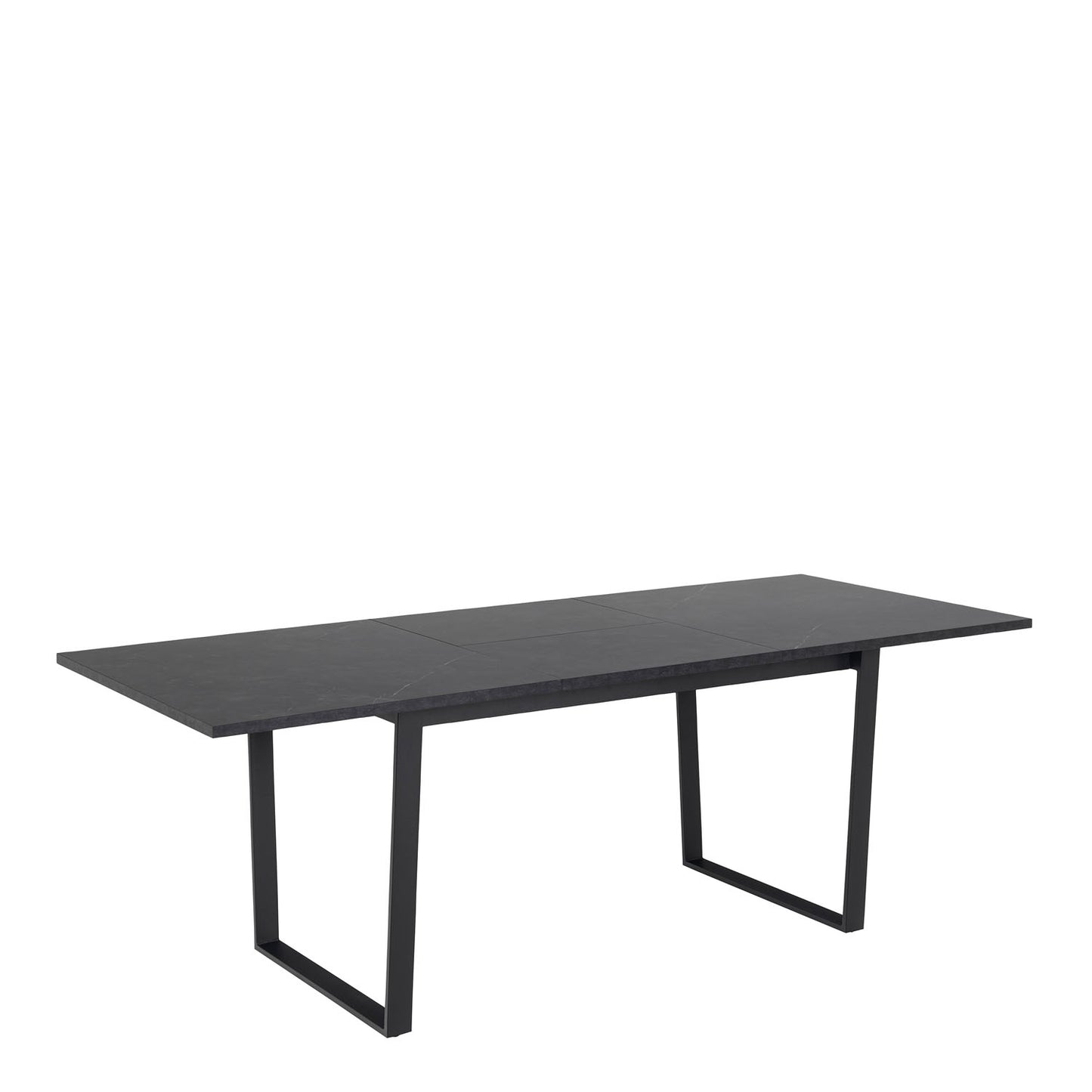 Amble Extending Dining Table with Black Marble Melamine Top & Black Legs 160-220