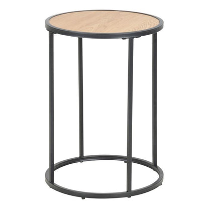 Seaford Black Metal Small Round Side Table with Top