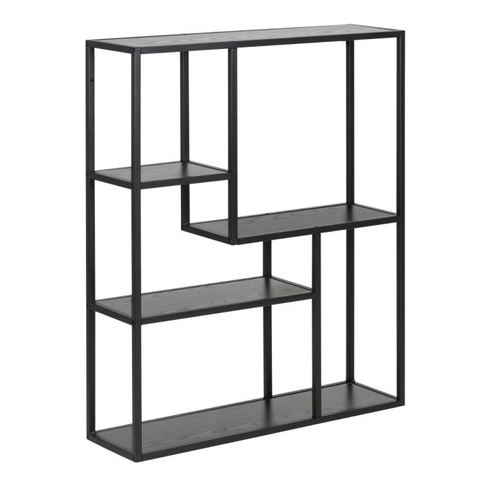 Seaford Black Metal Wall Shelf with 3 Additional Shelves