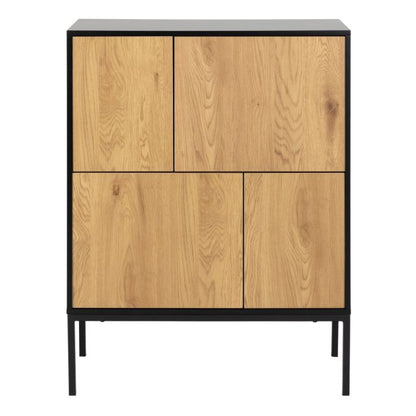 Seaford 4 Door Sideboard in Black & Oak