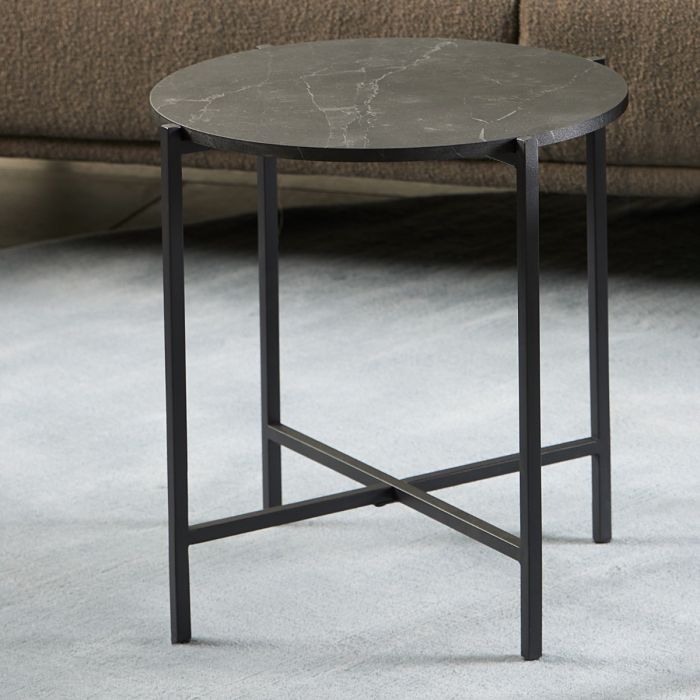 Lamoine Round Side Table in Matt Black