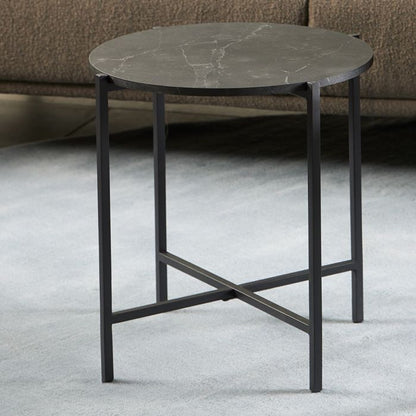 Lamoine Round Side Table in Matt Black