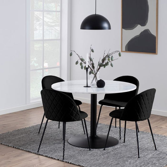 Tarifa Round Dining Table with White Polished Marble
