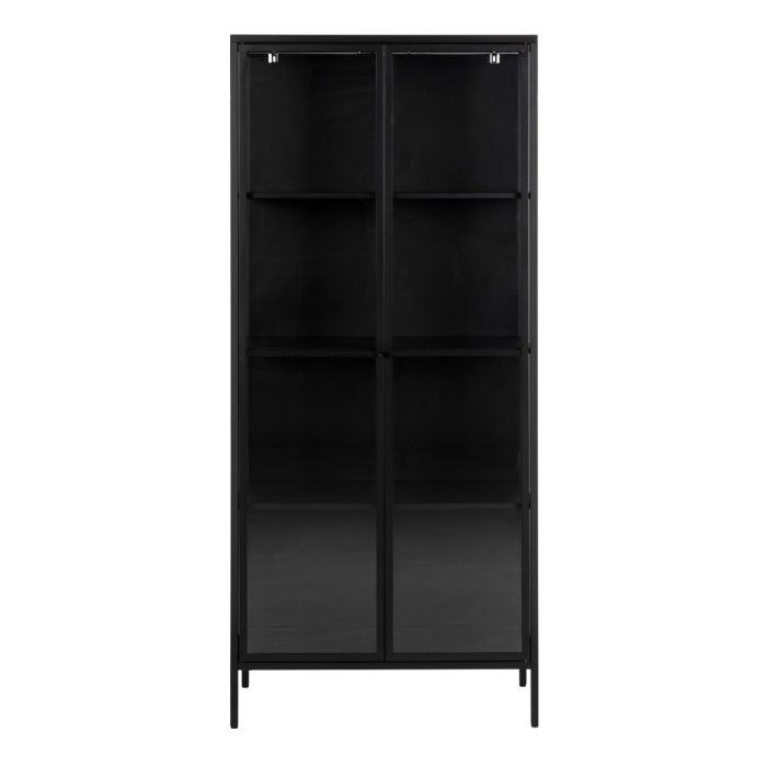 Newcastle Tall 2 Door Display Cabinet in Matt Black