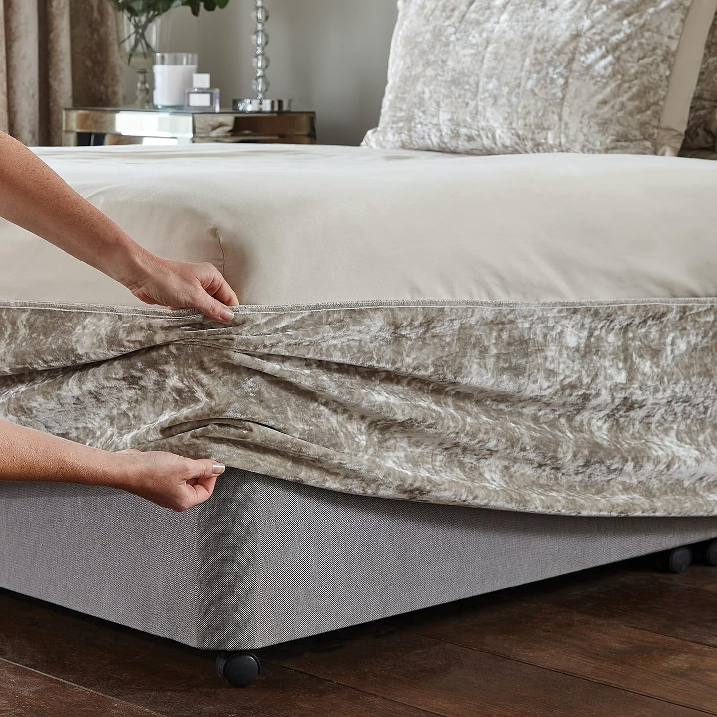 Catherine Lansfield Crushed Velvet  Elasticated Divan Base Wrap