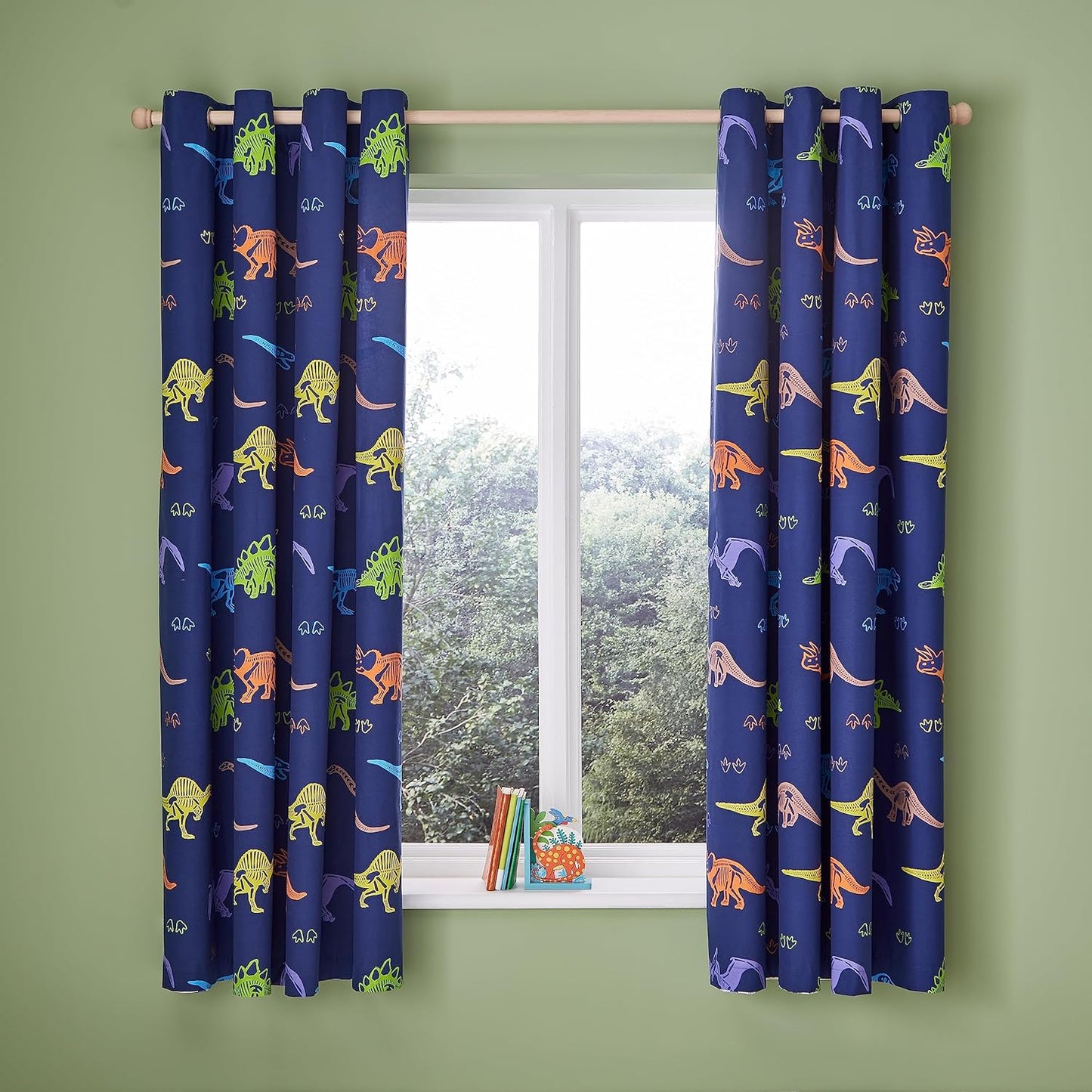 Catherine Lansfield Prehistoric Dinosaurs Fully Reversible Two Curtain Panels